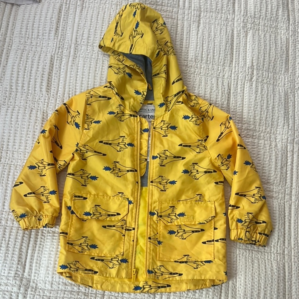 Carter's Yellow Kids wind breaker Jacket with Airplane Print